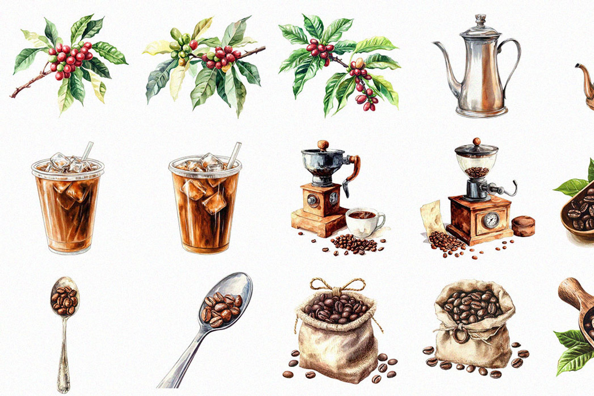 Watercolor International Coffee Day, a Food Illustration by DesignBTF (Photo 3 of 6)