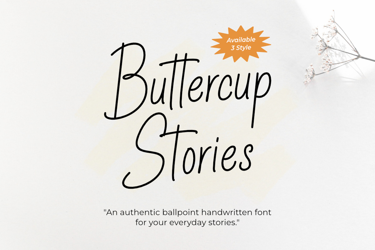 Buttercup Stories - Ballpoint Fonts, a Handwritten Font by Bluestype Studio (Photo 1 of 8)
