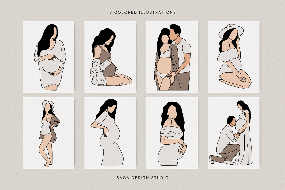 Minimalist Pregnancy Illustrations, an Illustration by Saga Design Studio (Photo 2 of 6)