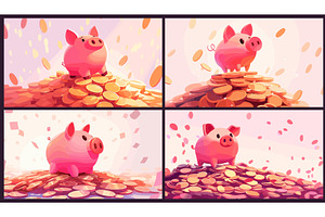 Piggy bank. Cartoon pink pig, a Finance Illustration by Stock-Smart-Start