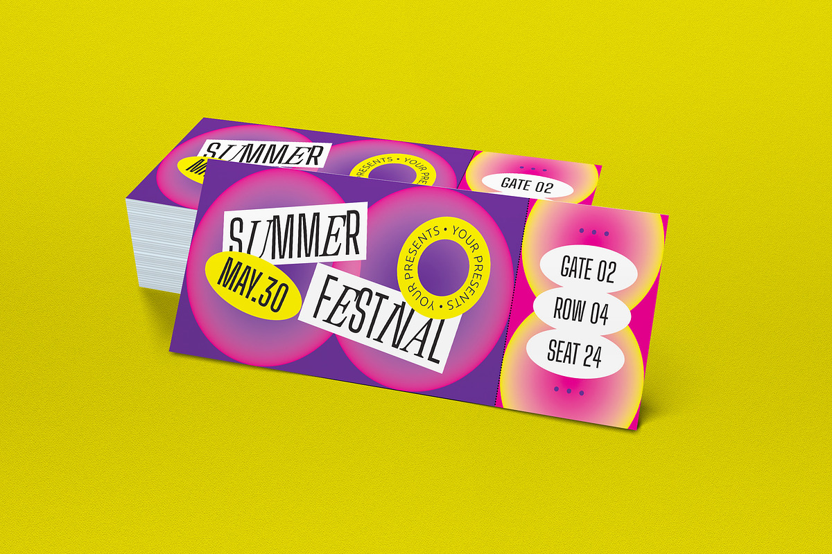 Summer Festival Ticket, a Card Template by graphicook (Photo 3 of 3)
