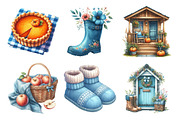 Blue Autumn Cottage Clipart, an Illustration by Daily.Designs (Thumbnail 4 of 5)