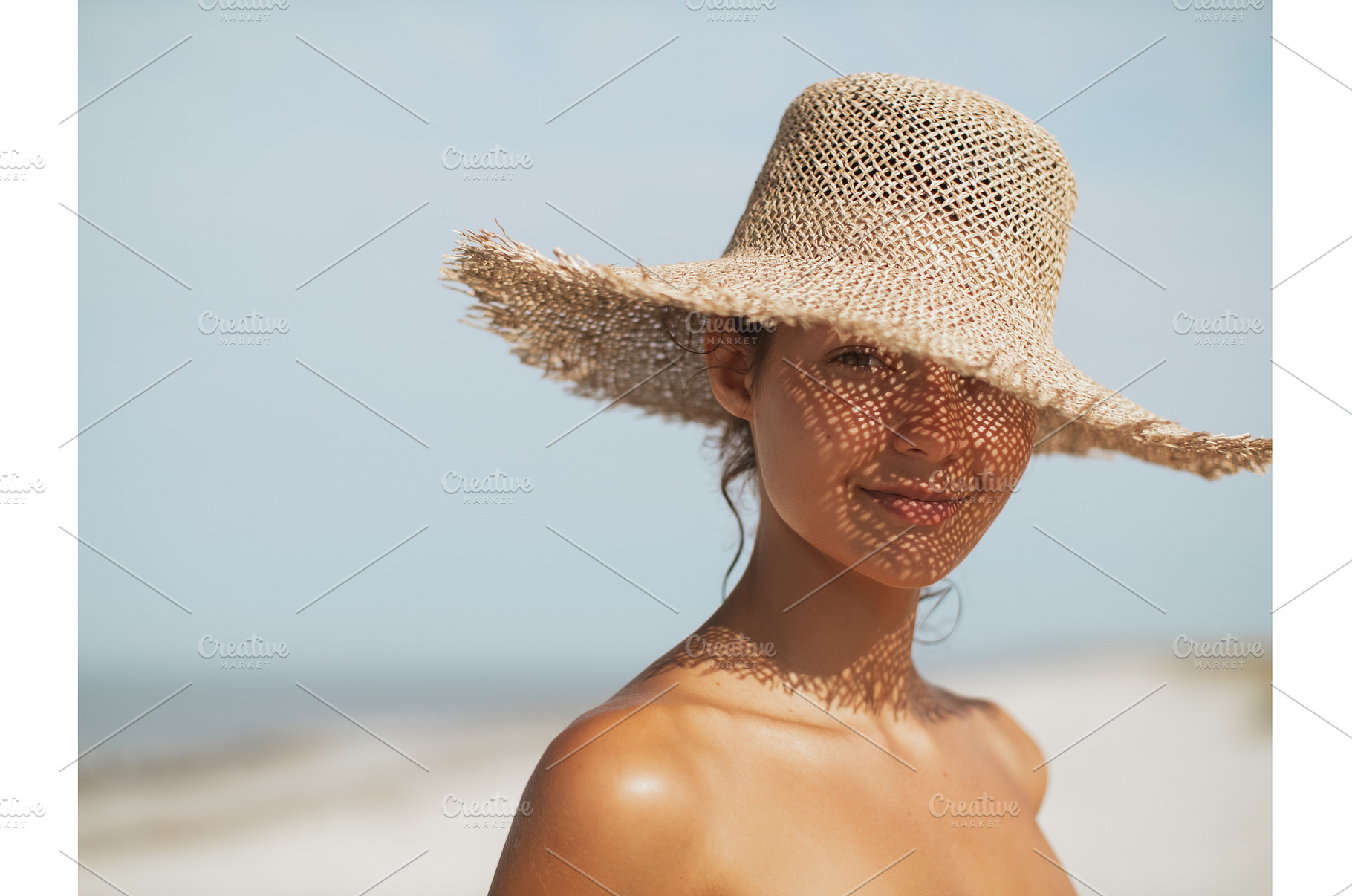 Beach Woman in Sun Hat on Vacation, a Person Photo by Emotion photo