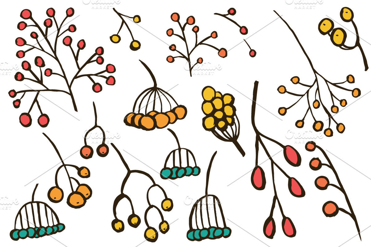 90 hand drawn ink elements, a Decorative Illustration by pixelwerk (Photo 5 of 6)