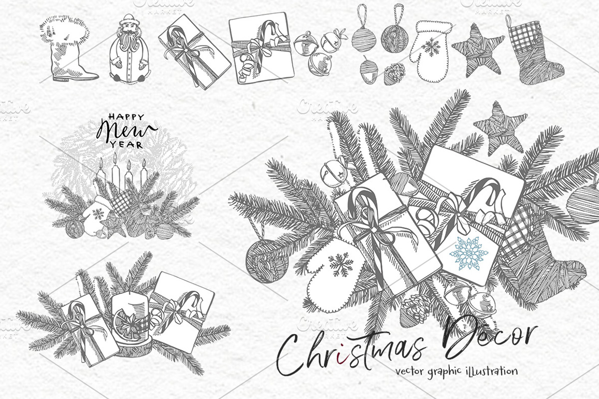 Xmas set graphic illustrations, a Decorative Illustration by Ann Astro (Photo 16 of 24)