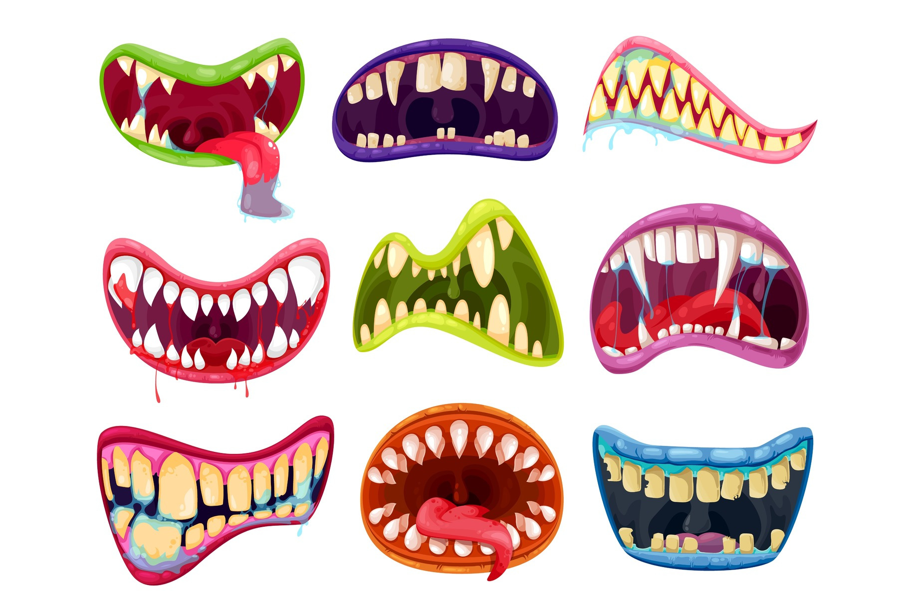 Mouth and teeth of monsters | Animal Illustrations ~ Creative Market