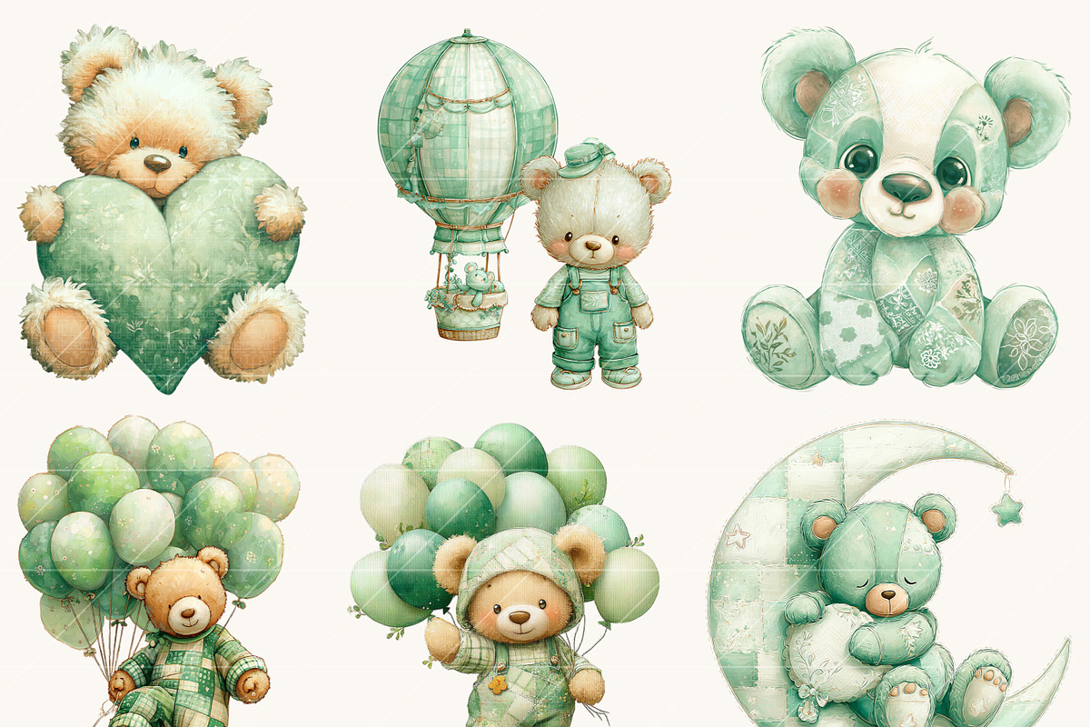 Watercolor Teddy Bear Clipart, an Object Illustration by Design Scotch (Photo 5 of 9)