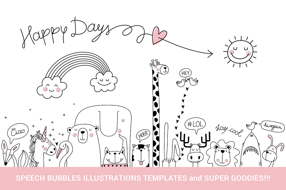 Vector Speech Bubbles Set, a Texture Illustration by FourLeafLover (Photo 9 of 10)