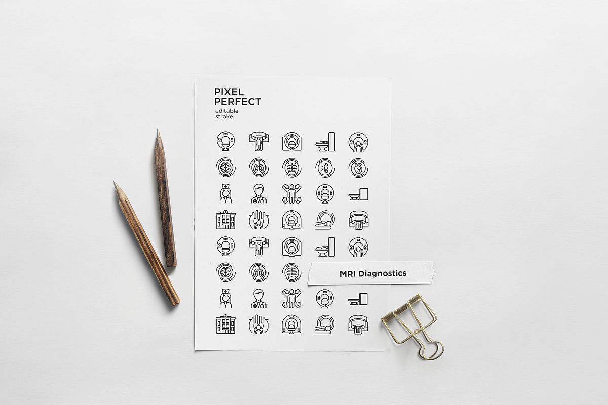 MRI Diagnostics Pixel Perfect Icons, an Outline Icon by Alex Blogoodf (Photo 9 of 11)