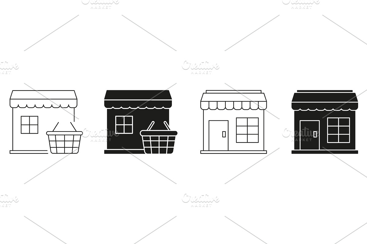 Small Retail Storefront Icons, an Object Illustration by Gentle Studio