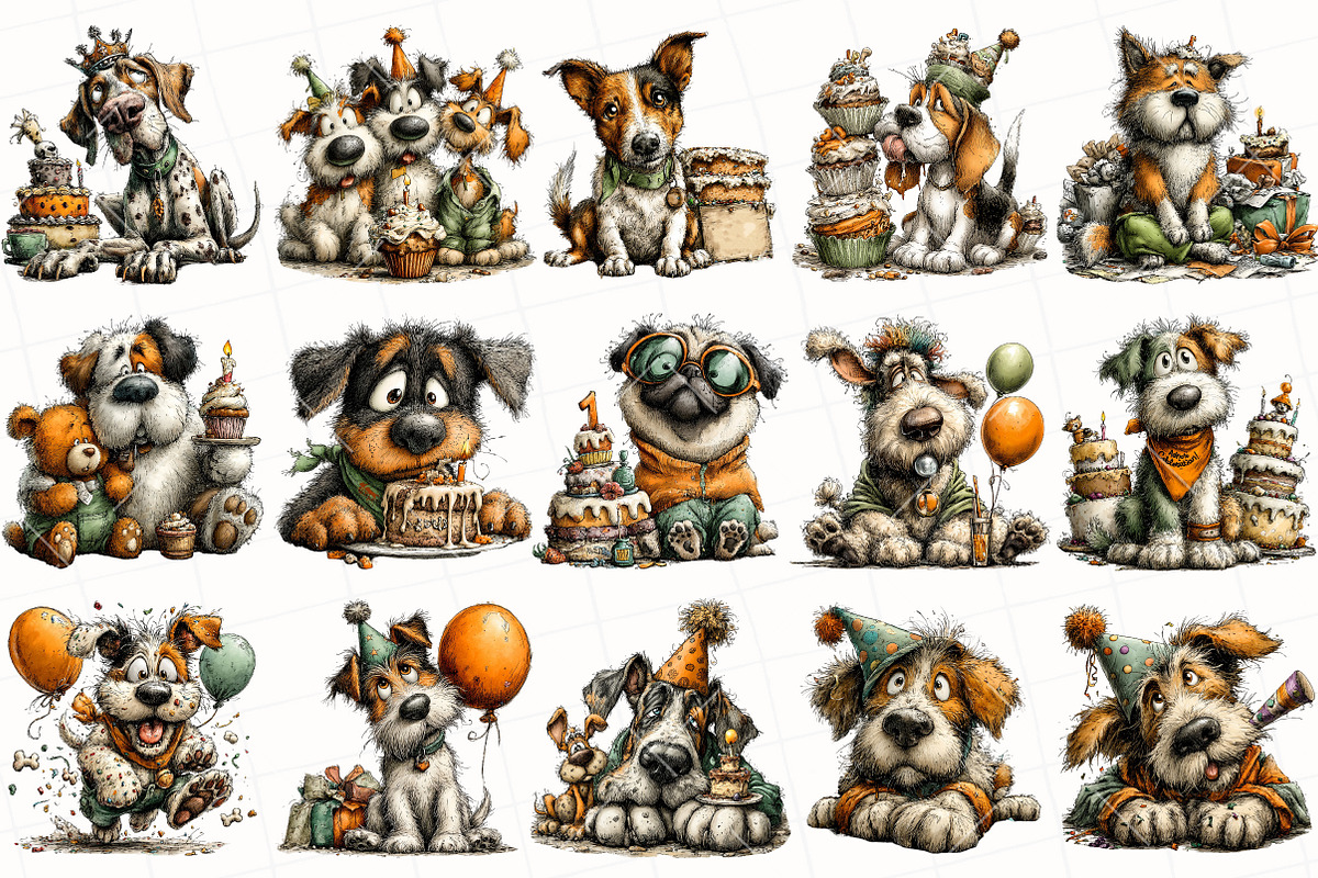 Whimsical Birthday Dog Clipart, an Illustration by OK Design (Photo 2 of 6)