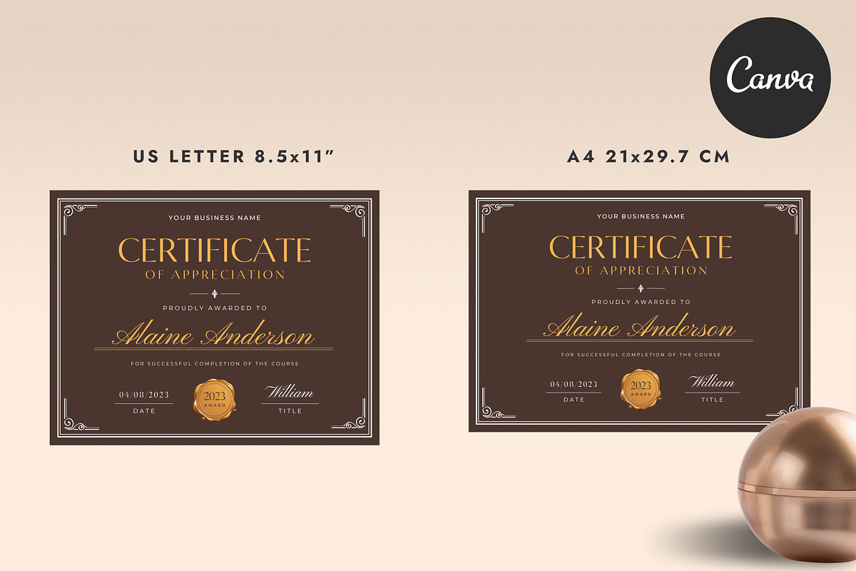 Certificate of Completion CANVA C002, a Marketing Template by Draca Design Co (Photo 3 of 4)