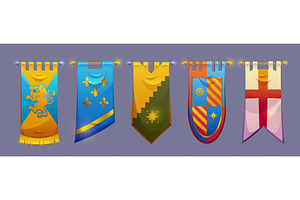 Medieval castle banners set for game, an Object Illustration by art PVP - market