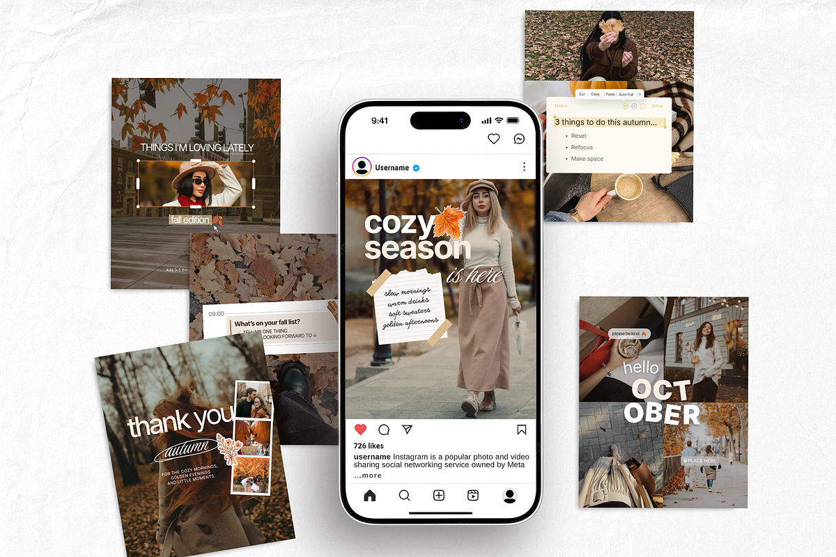 Viral iOS Fall Instagram Templates, a Social Media Template by DigiPax (Photo 4 of 11)