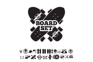 Set Of Skatboarding Labels & Stuff