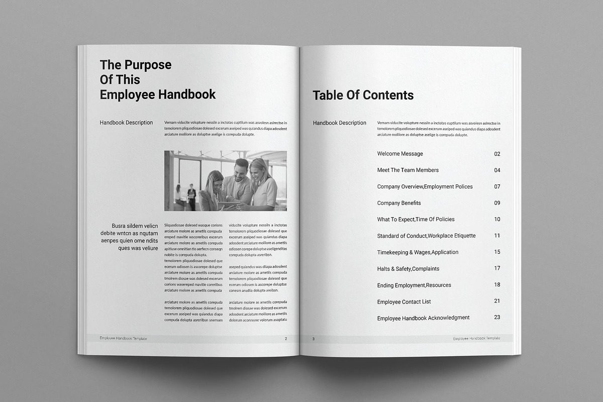 Employee Handbook Template, a Brochure Template by E-Type (Photo 2 of 10)