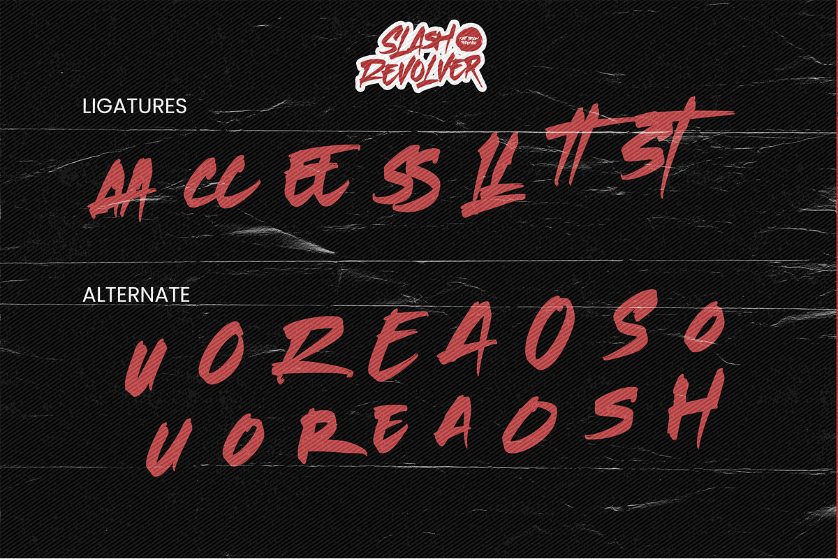 Slash Revolver – Brush Typeface, a Handwritten Font by Almarkhatype (Photo 8 of 8)