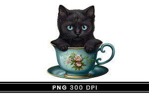 Cat Holding A Teacup In Its Paws