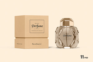 Kraft Box with Perfume Mockup, a Packaging Mockup by RamStudio2