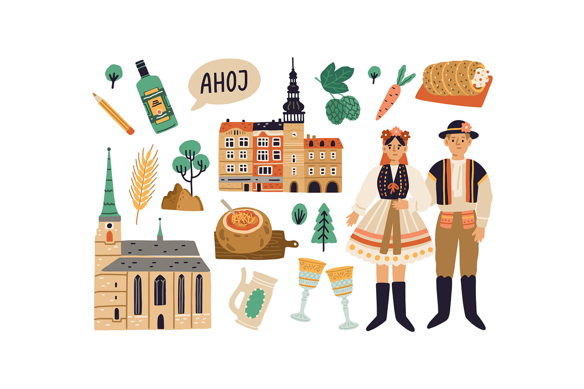 Czech Rebuplic landmarks set, a Food Illustration by Good Studio (Photo 2 of 3)