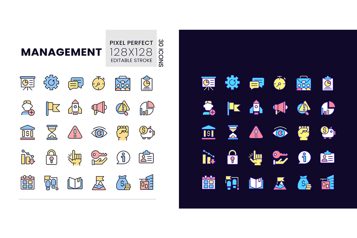 Management pixel perfect icons set, an Outline Icon by bsd studio ...