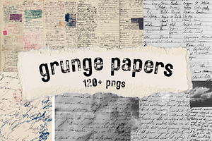 Grunge Paper Texture Pack 120+ PNGs, a Background Graphic by Collage Cult
