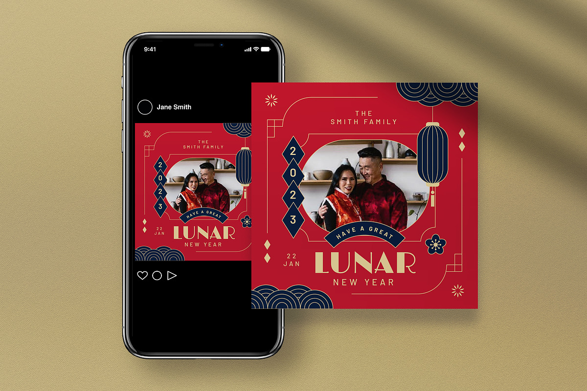 Lunar New Year Greeting Card, a Card Template by graphicook (Photo 4 of 4)