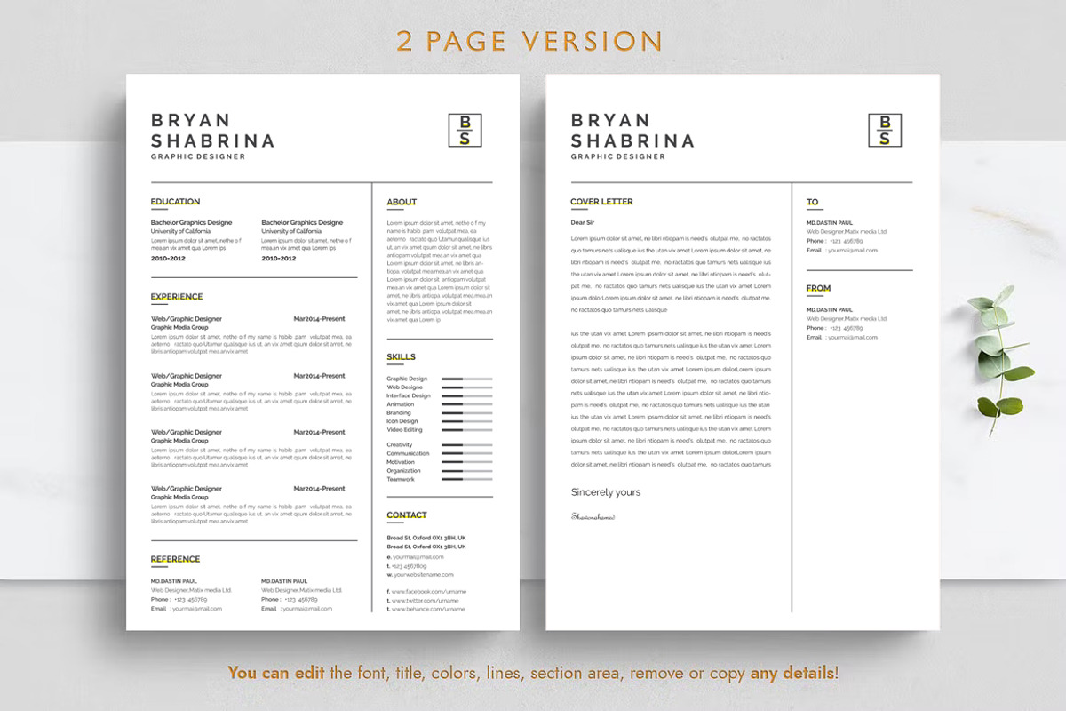 Resume CV Template with Logo, a Resume Template by Blackcloud_Creations (Photo 6 of 10)