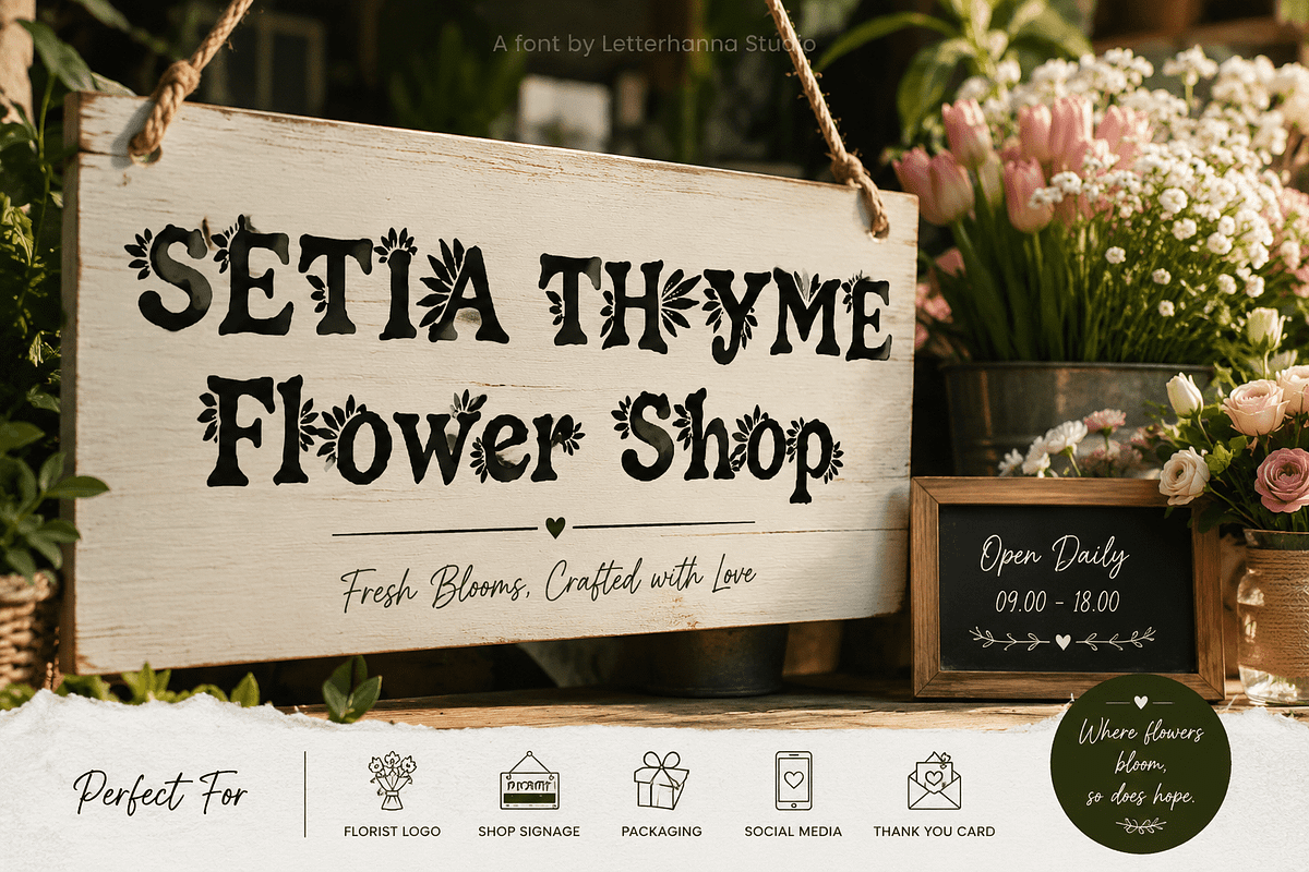 Aribelle Floral Font, a Handwritten Font by Letterhanna Studio (Photo 8 of 9)