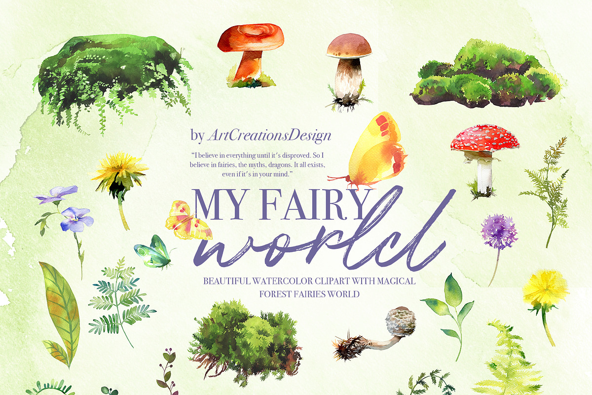 Hand-Painted My Fairy World Clipart, a Person Illustration by ArtCreationsDesign (Photo 11 of 15)