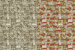 Medieval City Seamless Patterns 2