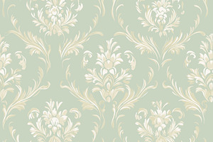 Seamless pattern damask pattern showing baroque floral motifs wi