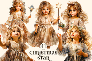 Christmas star Victorian little girl