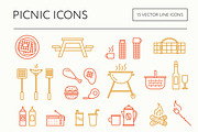 Picnic & BBQ line icons, an Outline Icon by the cabin supply co (Thumbnail 1 of 4)
