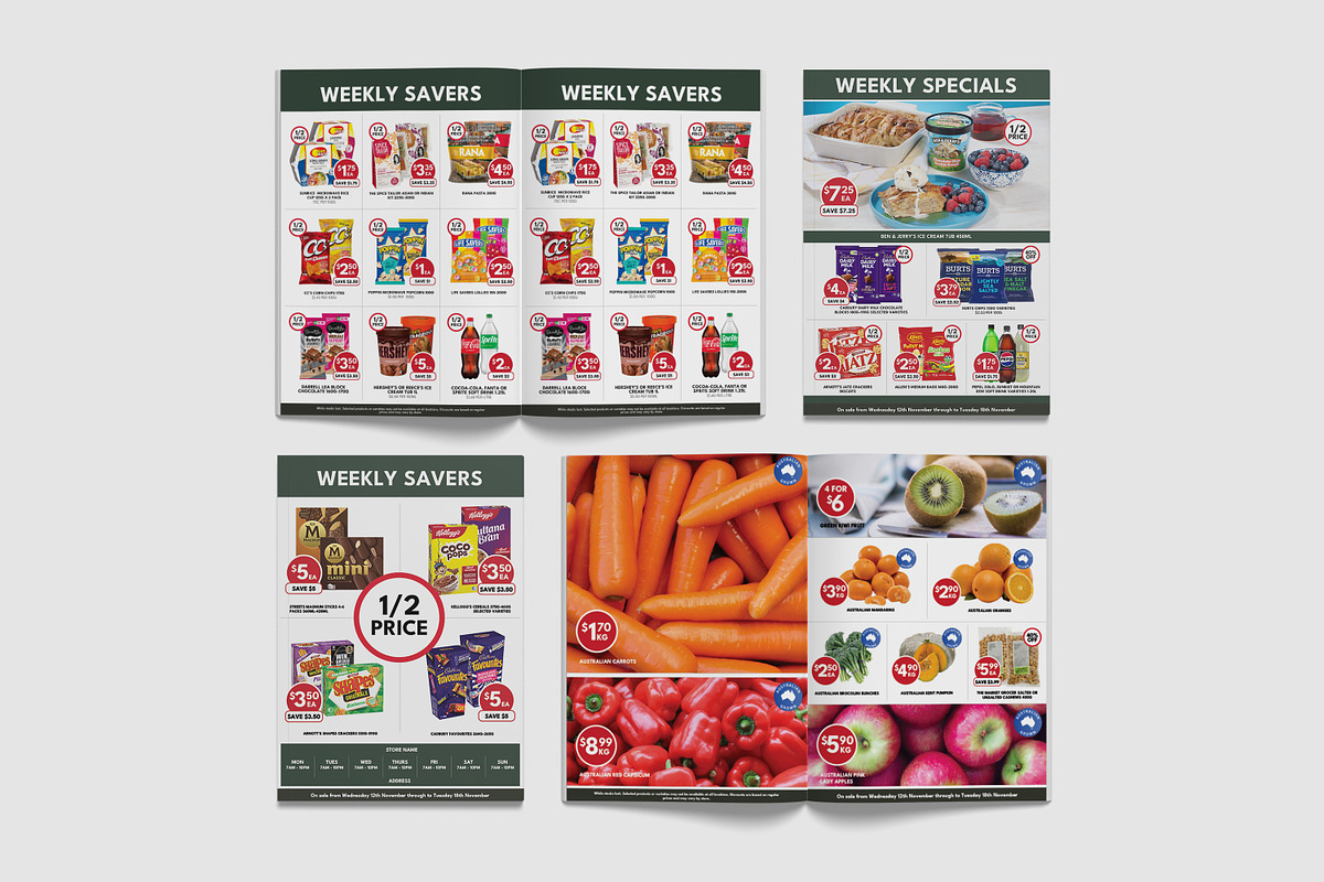 Grocery Supermarket Catalogue Template | InDesign