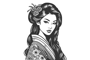 Elegant Woman In Traditional Floral