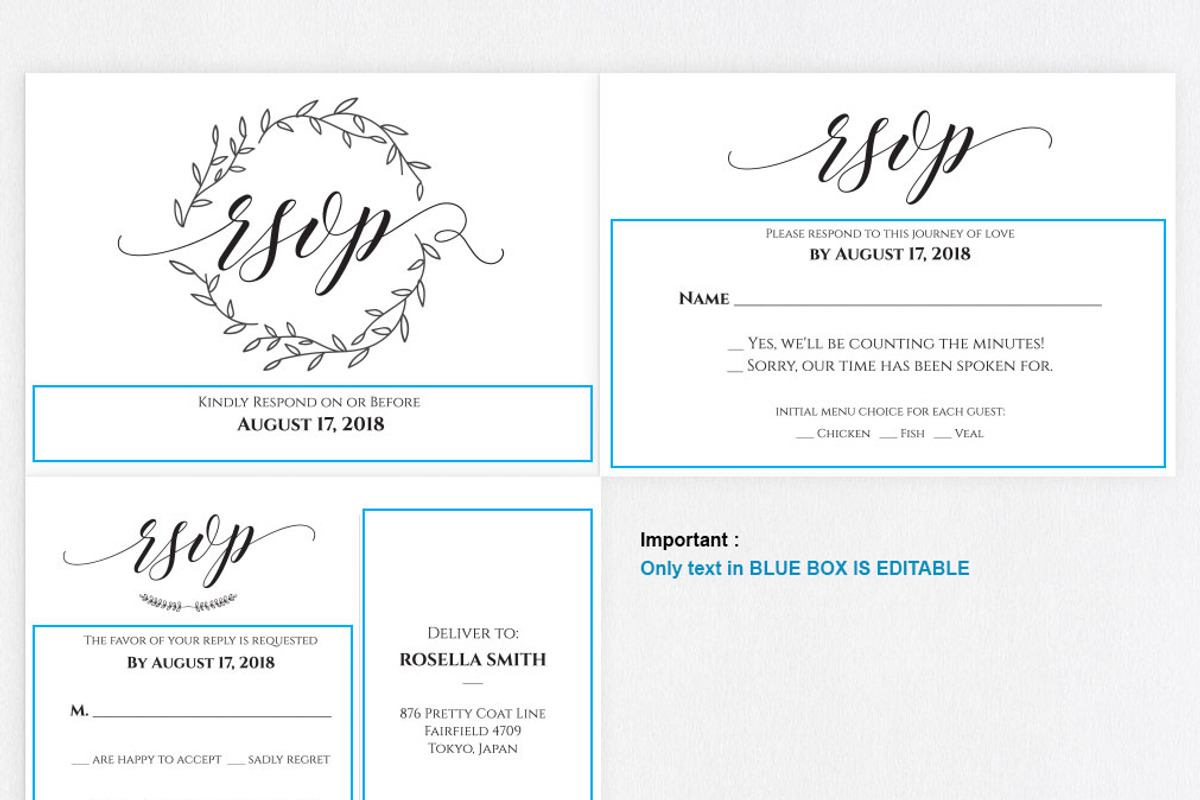 RSVP cards template SHR217, an Invitation Template by Shafura_Wedding