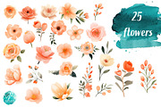 Peach Watercolor Florals, a Decorative Illustration by Verdigris Studios (Thumbnail 3 of 4)