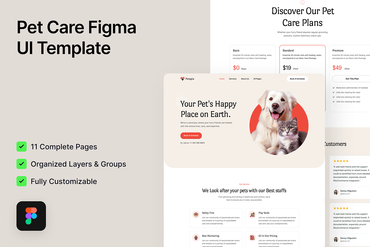 Petopia - Pet Care Figma Template, an UI Kit Template by FinestDevs (Photo 1 of 8)