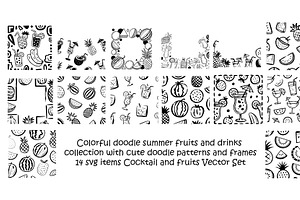 14 svg items Cocktail and Fruits set, a Background Graphic by SketchArtStudio