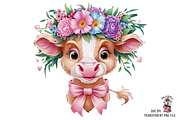 Floral Cow Clipart PNG Bundle, a Graphic by Clipart Bloom (Thumbnail 5 of 12)
