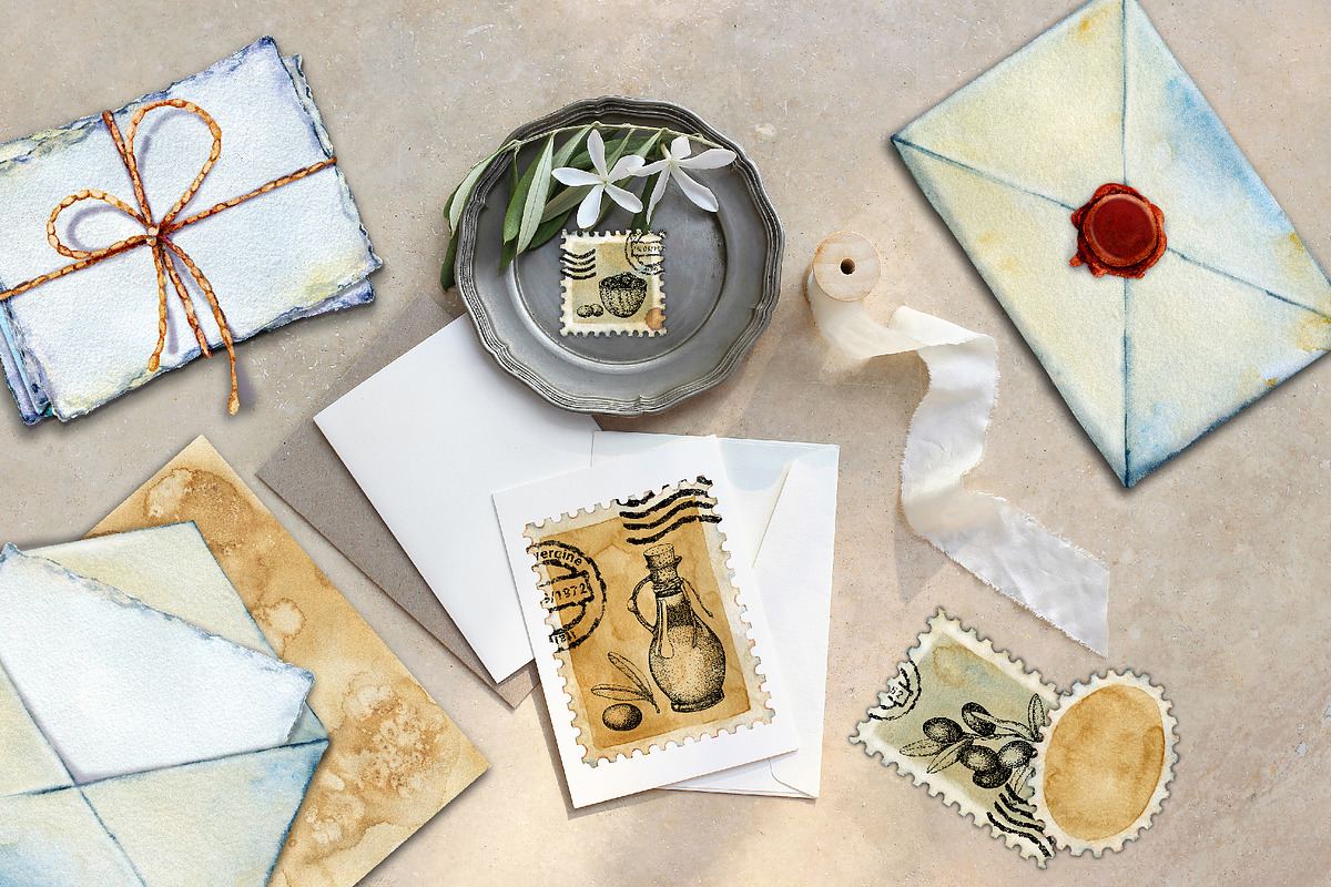 Postal clipart, blank postage stamps, an Object Illustration by Artmanata (Photo 8 of 10)