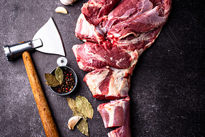 Raw leg of lamb, ready to cook, a Food & Drink Photo by Yulia Furman
