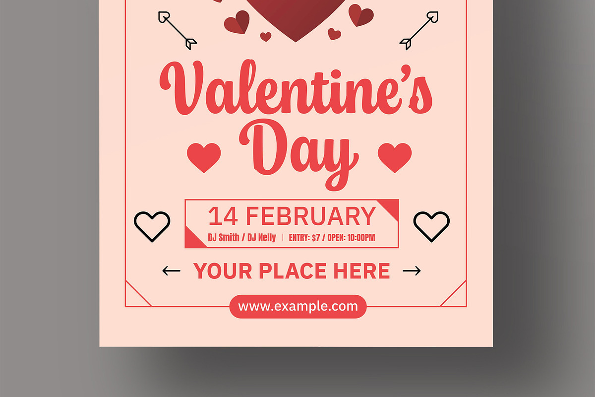 Valentines Day Party Flyer Template, a Flyer Template by MightyDesign (Photo 3 of 8)