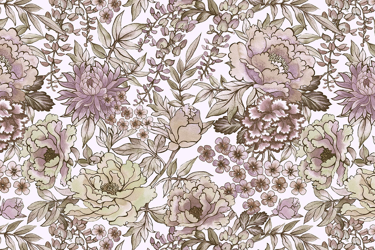 Japanese flowers patterns, a Pattern Graphic by emeraldthue (Photo 7 of 9)