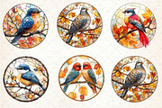 Fall Stained Glass Birds Clipart, an Illustration by Dream Creation (Thumbnail 2 of 6)