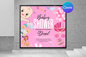 Customizable Baby Shower Flyer, a Graphic by graphicforest