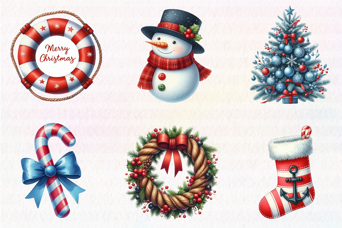 Merry Maritime Christmas Clipart, an Illustration by CreationArt (Photo 5 of 5)