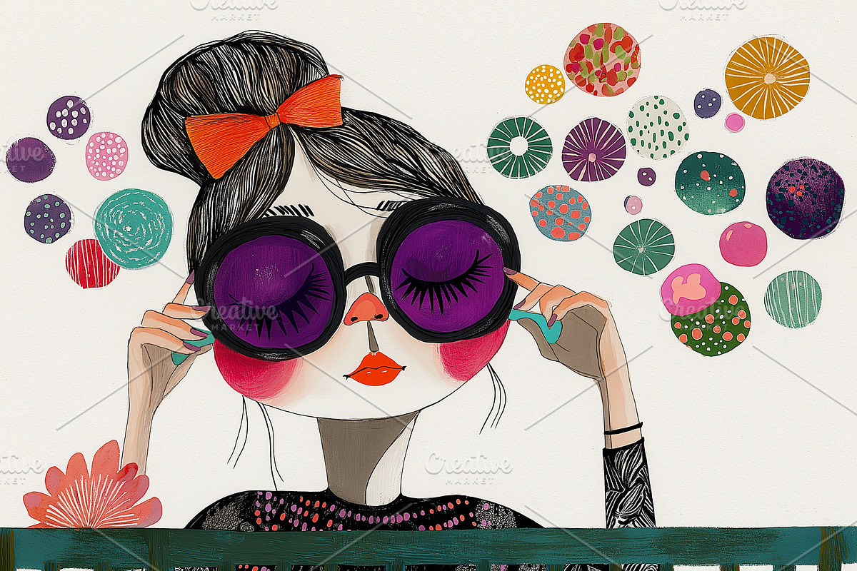 Young girl putting in her earphones, a Person Illustration by Sybillla