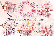 Watercolor Cherry Blossom Collection, a Decorative Illustration by GiraffeCreative (Thumbnail 1 of 9)